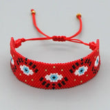 GoBoho Evil Eye Bracelet Sets for Women Red Beaded Bracelets Tassel Jewelry