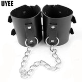 2PCS Women Bracelet Faux Leather Rivet Wristbands BDSM Harness Belt