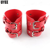 2PCS Women Bracelet Faux Leather Rivet Wristbands BDSM Harness Belt