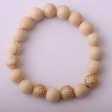 Micro Zircon Pave Ball Natural Stone Bracelet
