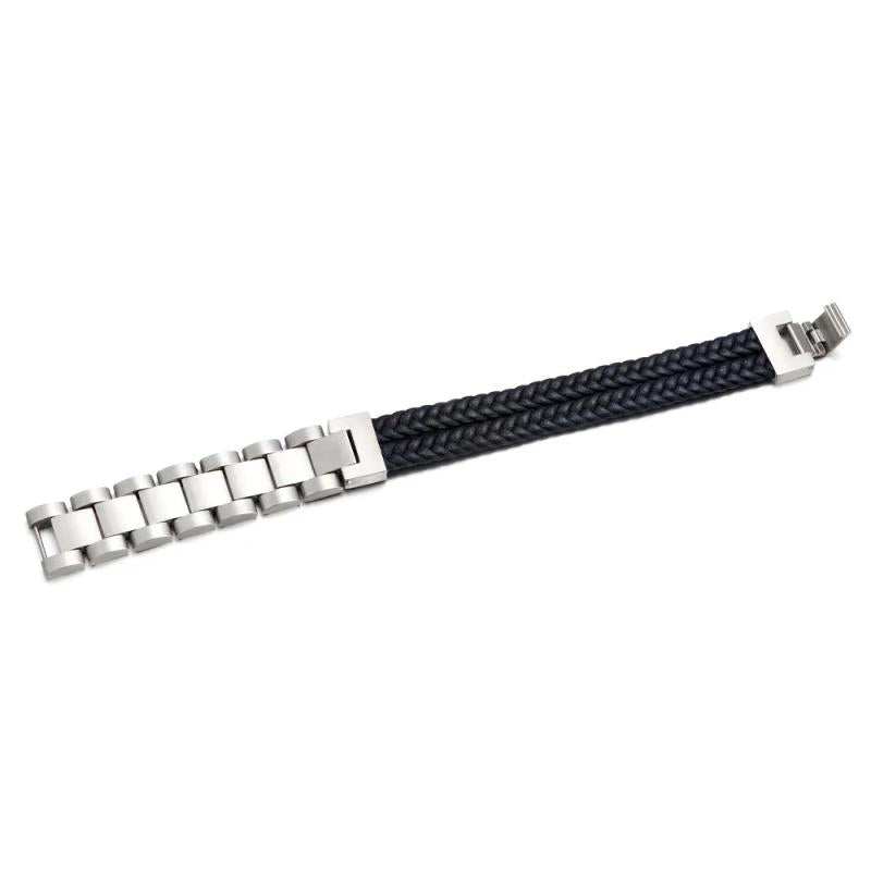 Double-layer Leather Rope Stainless Steel Bracelet for Men