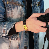 Double-layer Leather Rope Stainless Steel Bracelet for Men