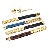 Double-layer Leather Rope Stainless Steel Bracelet for Men