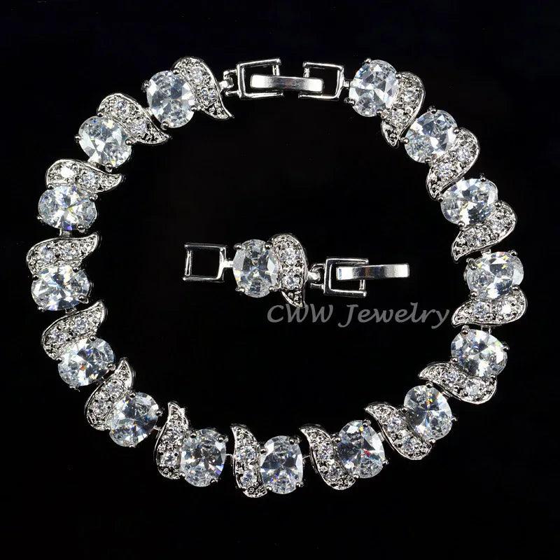 CWWZircons CZ Women Bracelet Clear Cubic Zirconia Stone Gift CB176