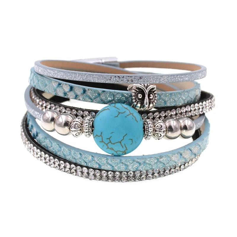 Owl Leather Wrap Bracelet Women Jewelry
