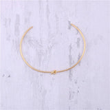 High End PVD Plated Double Loop Knotted Opening Bracelet Drop