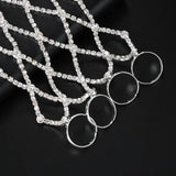 Kpop Rhinestone Mesh Finger Bracelet, Diamond Crystal Hand Chain with Ring