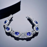Silver Women Bracelet with Imitated Sapphires Gemstone Lady Party Gift