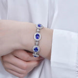 Silver Women Bracelet with Imitated Sapphires Gemstone Lady Party Gift