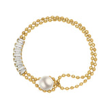 Pearl CZ Chain Bracelet Stainless Steel Jewelry