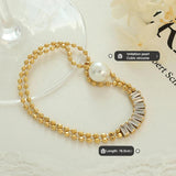 Pearl CZ Chain Bracelet Stainless Steel Jewelry