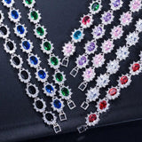 ThreeGraces CZ Crystal Flower Charming Bracelet Women Wedding Jewelry