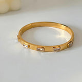 Green Zircon Circular Cuff Bangle Bracelet for Women