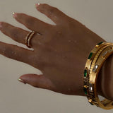 Green Zircon Circular Cuff Bangle Bracelet for Women