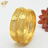 2Pcs Dubai Jewelry Bangles Nigeria Bridal Wedding Plated Bangles