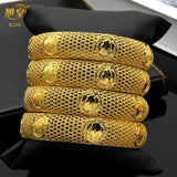 2Pcs Dubai Jewelry Bangles Nigeria Bridal Wedding Plated Bangles