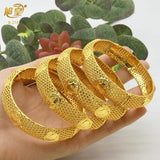 2Pcs Dubai Jewelry Bangles Nigeria Bridal Wedding Plated Bangles