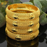 2Pcs Dubai Jewelry Bangles Nigeria Bridal Wedding Plated Bangles