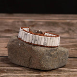 Tube Shape Wrap Bracelet Boho Natural Stone Power Jewelry Leather Wrap