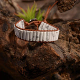 Tube Shape Wrap Bracelet Boho Natural Stone Power Jewelry Leather Wrap