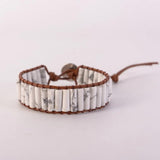 Tube Shape Wrap Bracelet Boho Natural Stone Power Jewelry Leather Wrap