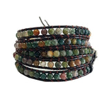 5-Layer Natural Stone Leather Wrap Bracelet for Women