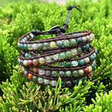 5-Layer Natural Stone Leather Wrap Bracelet for Women