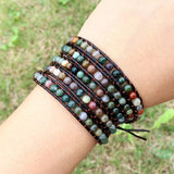 5-Layer Natural Stone Leather Wrap Bracelet for Women