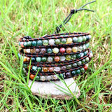 5-Layer Natural Stone Leather Wrap Bracelet for Women