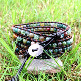 5-Layer Natural Stone Leather Wrap Bracelet for Women