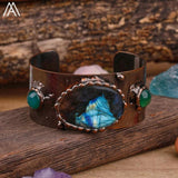 Women Moon Star Crystal Cuff Bangle Stone Vintage Bracelet