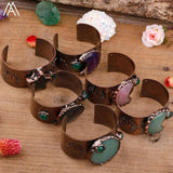 Women Moon Star Crystal Cuff Bangle Stone Vintage Bracelet
