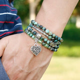 African Turquoise 6mm Stone Buddha Yoga 108 Beads Bracelet