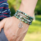 African Turquoise 6mm Stone Buddha Yoga 108 Beads Bracelet