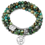 African Turquoise 6mm Stone Buddha Yoga 108 Beads Bracelet