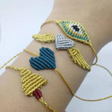 Xmas Heart & Angel Wings Macrame Bracelet Lucky Charm Couple