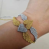 Xmas Heart & Angel Wings Macrame Bracelet Lucky Charm Couple