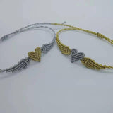 Xmas Heart & Angel Wings Macrame Bracelet Lucky Charm Couple