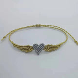 Xmas Heart & Angel Wings Macrame Bracelet Lucky Charm Couple