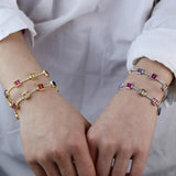 Colorful Baguette CZ Charm Tennis Chain Bracelet
