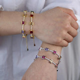 Colorful Baguette CZ Charm Tennis Chain Bracelet