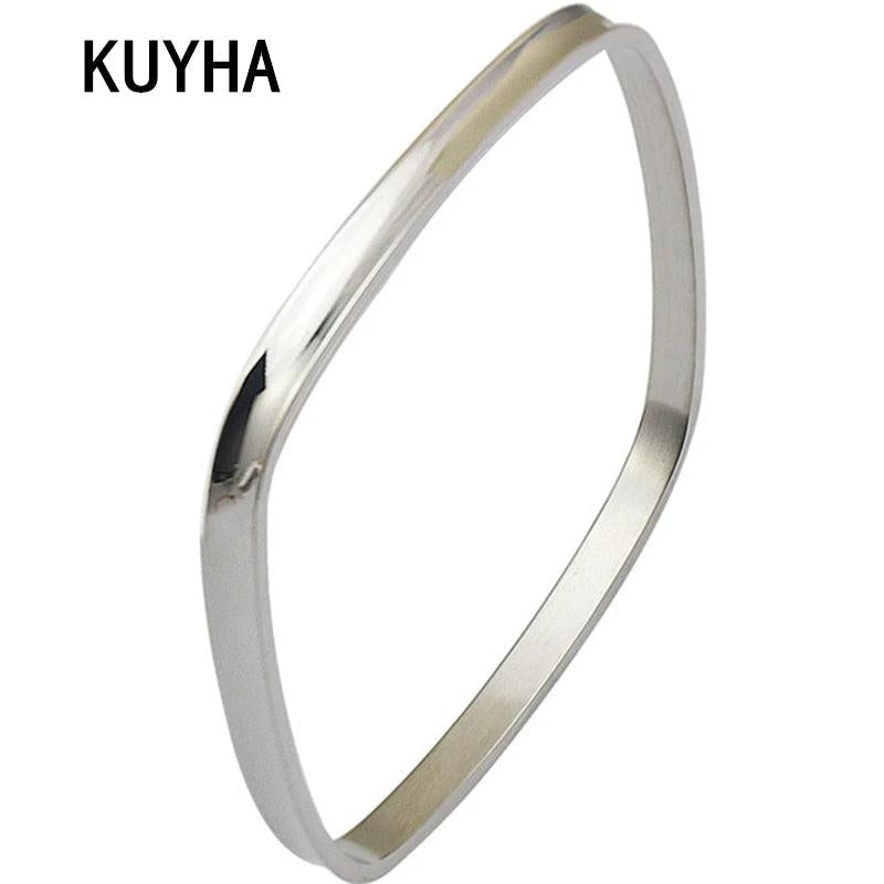 Square Stainless Steel Bangle Bracelet Jewelry for Men Women