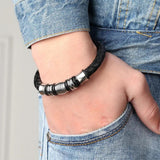 Skull Punk Stainless Steel Magnetic Buckle Leather Bracelet