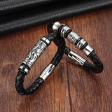 Skull Punk Stainless Steel Magnetic Buckle Leather Bracelet