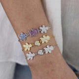 Micro Pave CZ Heart Charm Chain Bracelet Cute Adorable Girls Boys
