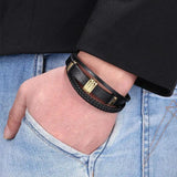 FORTAFY Men's Multilayer Braided Leather Bracelet Stainless Steel Clasp FR1050