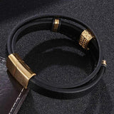 FORTAFY Men's Multilayer Braided Leather Bracelet Stainless Steel Clasp FR1050