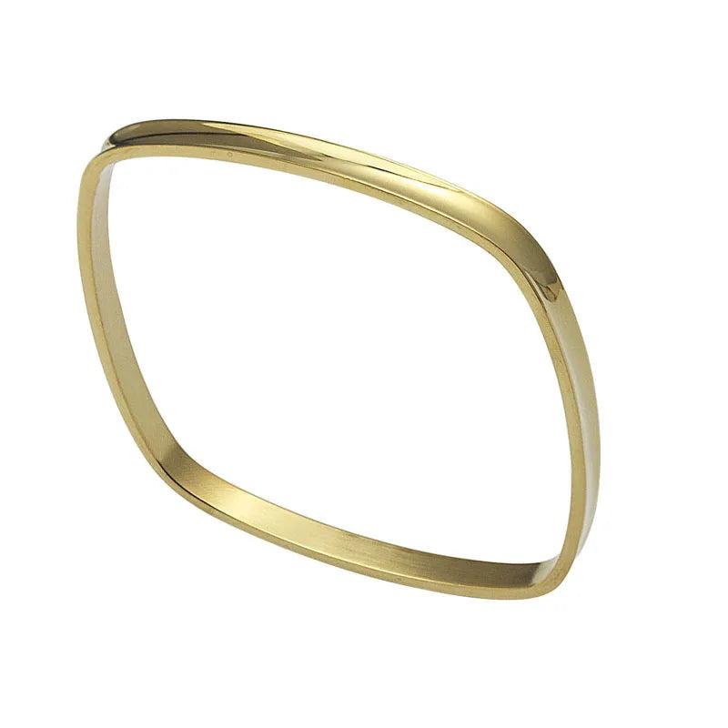 Square Bangle Women Cuff Bracelet Rose Silver Stainless Steel