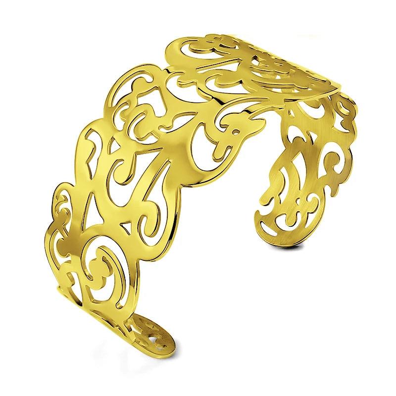 Adjustable Stainless Steel Bangles Arm Cuff Gold/Silver Jewelry