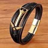 Geometric Pattern Multi-layers Leather Bracelet For Men Jewelry Gift